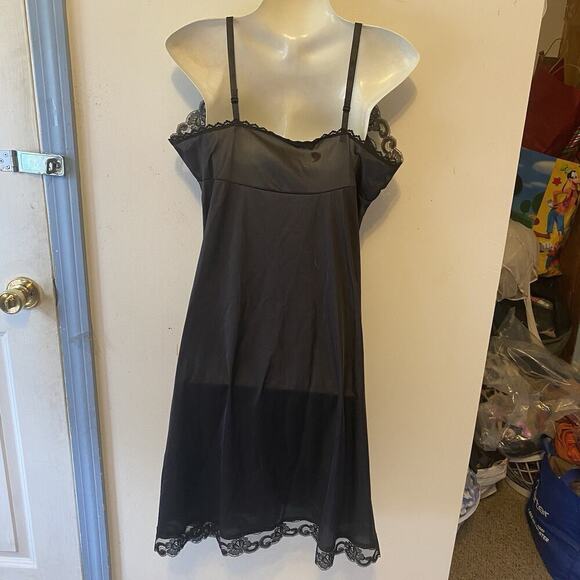 Vintage Babydoll SlipDress M/L BlackLaceTrim Nightie Lingerie Coquette Sexy Goth - Picture 6 of 7